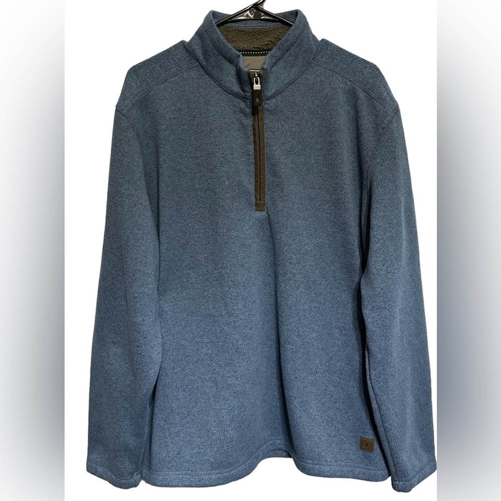 GH BASS & CO MENS 1/4 ZIP PULLOVER FLEECE BLUE XL